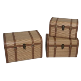 DKD Home Decor Baúl Oriental Marrón Natural de PU y Bambú 35 x 35 x 54 cm, Set de 3 Unidades Precio: 191.98999941. SKU: B1E22HECG9