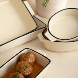 Quid Cocco Cazuela Ovalada de Gres Blanco Apta para Horno Microondas Lavavajillas 19x10,5x5 cm (12 Unidades)