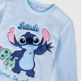 Cerdá Pijama Largo Stitch de Velour para Niños, Talla 10 Años, Color Azul Claro