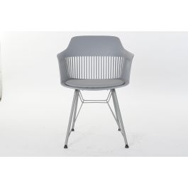 DKD Home Decor Silla Scandi Gris Claro de PP y Metal Acabado Mate Largo 53cm Alto 81cm Ancho 56cm Altura Asiento 44cm Desmontable