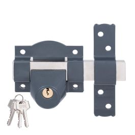 Fac Cerrojo tradicional de sobreponer con cilindro F01200, 3 llaves tipo serreta, pintado gris oscuro Precio: 33.4999995. SKU: B1H8LQ6LNQ