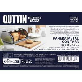 Quttin Panera de Metal con Tapa - 35.5 cm Largo x 23 cm Ancho x 14.5 cm Alto (6 Unidades)