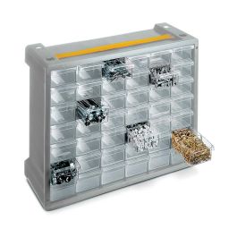 Terry Cajonera para tornilleria con 16 cajones, Polipropileno Transparente, 40,5x15x32,5cm