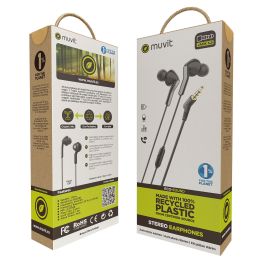 Muvit Auriculares E57 Negro con Micrófono, Almohadillas Ergonómicas y Certificación Ecológica