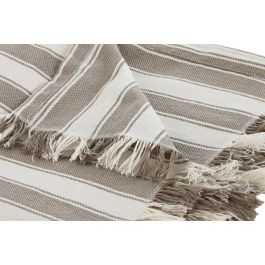 DKD Home Decor Manta Beige Crudo 250 x 150 cm Algodon reciclado Poliester Hecho a mano