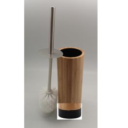 DKD Home Decor Escobillero Basicos Bambú Natural Negro 10 x 36.8 x 10 cm
