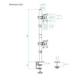 Tooq Soporte de Mesa para 2 Monitores DB1233TNV-B Giratorio Inclinable hasta 8kg Negro