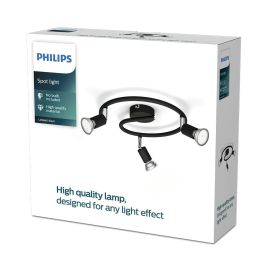 Philips Foco Lámpara de Techo Limbali 3 Focos GU10 Negro Metal Cabezal Ajustable IP20 (Bombilla no Incluida) Ø29,3 x 13 cm Philips Foco Lámpara de Techo Limbali 3 Focos GU10 Negro Metal Cabezal Ajustable IP20 (Bombilla no Incluida) Ø29,3 x 13 cm