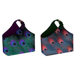 DKD Home Decor Revistero Glam Peacock Poliéster Verde Lila, 20 L x 45 An x 40 Al cm (Pack de 2 Unidades)