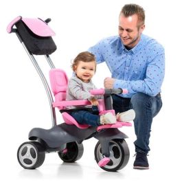 Molto Urban Trike Triciclo Rosa con Palo Guiador, Cinturón de Seguridad, Bolsa y Ruedas de Goma, 98 cm, para Bebés +10 Meses