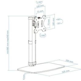 TooQ DB1127TN-W Soporte de Sobremesa para Monitor 17-27" Giratorio, Inclinable, Ajustable, 6kg, VESA 75x75/100x100, Blanco TooQ DB1127TN-W Soporte de Sobremesa para Monitor 17-27" Giratorio, Inclinable, Ajustable, 6kg, VESA 75x75/100x100, Blanco