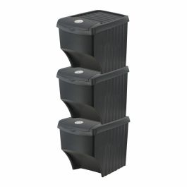 Cubo de Basura para Reciclaje Sortibox Negro Apilable Cubo de Basura para Reciclaje Sortibox Negro Apilable
