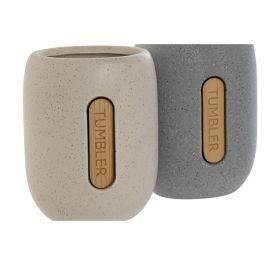 Vaso Basicos DKD Home Decor Crema Gris 7 x 11 x 8.5 cm (2 Unidades)