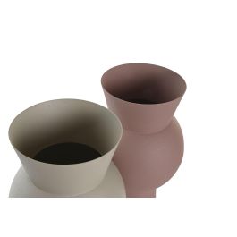 DKD Home Decor Jarrón Rosa Beige 17 x 40.5 x 17 cm (2 Unidades) Hierro