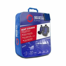 Sparco SPC1019AZ Juego de Fundas para Asientos de Coche S-Line Azul y Negro 100% Poliéster Universales y Lavables