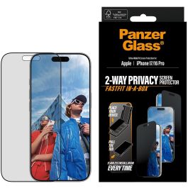 PanzerGlass Protector de Pantalla de Privacidad para iPhone 17 y iPhone 16 Pro - Resistente a Rayones y Golpes - Transparente