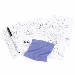 Smoby SMO3032164107131 Pizarra portátil 3 usos diferentes: rotulador borrable, 4 páginas para colorear y paño de limpieza