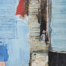 DKD Home Decor Cuadro Moderno Abstracto Azul Marron 2.4 x 100 x 100 cm (2 Unidades) Pintado a Mano Lienzo Pino