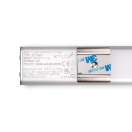 Emuca Aplique LED recargable por USB Kaus con sensor táctil de proximidad, L400mm, Plástico y Aluminio, Anodizado mate