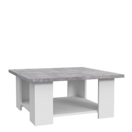 Mesa de centro PILVI - Hormigón blanco y gris claro - L 67 x P 67 x A 31 cm Mesa de centro PILVI - Hormigón blanco y gris claro - L 67 x P 67 x A 31 cm