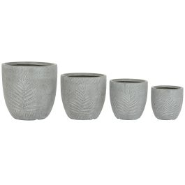 Set de Maceteros Home ESPRIT Gris claro Fibra de Vidrio Magnesio 44 x 44,5 x 43 cm (4 Unidades)