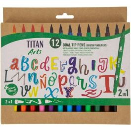 Titan Arts Rotuladores Doble Punta Fina-Pincel, Colores Surtidos, Estuche 12 Unidades Precio: 5.50000055. SKU: B1EH8MMPCH