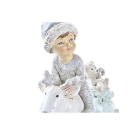 Figura Navidad Moderna DKD Home Decor Blanco Gris 6 x 13.5 x 13 cm (2 Unidades)