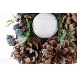 DKD Home Decor Árbol de Navidad Alpino Nevado Marrón Verde, 17x17x30 cm (Set de 2 Unidades)