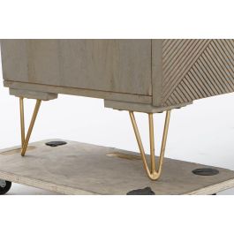 DKD Home Decor Buffet de Salón Gris Dorado con 3 Puertas, Mango y Metal, 160 cm Ancho, 45 cm Profundidad, 75 cm Alto