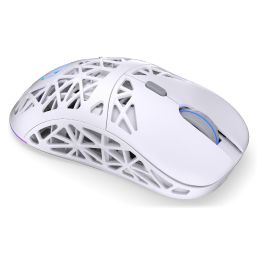 Endorfy LIV Plus Wireless Onyx White - Ratón Gaming Ambidiestro Óptico Inalámbrico Bluetooth 26000 DPI 6 Botones Programables RGB Blanco