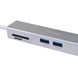 EQUIP Adaptador USB-C a HDMI, 2xUSB 3.0, Lector Tarjetas SD, 4K30Hz, Negro