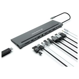 Conceptronic DONN17G Estación de Acoplamiento 12 en 1 USB-C, HDMI, DisplayPort, USB 3.2 Gen 1, hasta 4K 60Hz