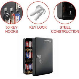 Master Lock Gabinete de Llaves M para 50 Llaves con Bloqueo de Doble Llave, Construcción de Acero Negro