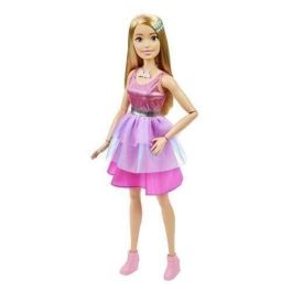 Barbie Muñeca rubia muy grande 71 cm, vestido rosa iridiscente, Barbie Fashionista desde 3 años, HJY02