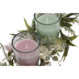 DKD Home Decor Vela Decorativa Shabby de Cera 60g - Set de 2 Piezas con Colores Surtidos Rosa y Verde - Dimensiones: 5x5x6 cm