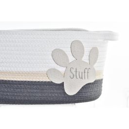 DKD Home Decor Cesta Algodón Blanco Gris Oscuro Crema 31 x 25 x 60 cm Set de 3