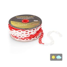 Normaluz Cadena plástica eslabonada rojo y blanco, 6mm x 25m
