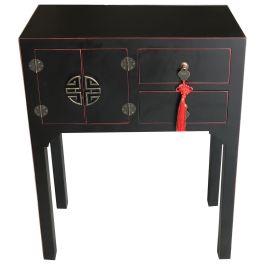 DKD Home Decor Consola Oriental Masako Negro Rojo de Madera de Abeto y MDF con 2 Cajones y 1 Puerta 26 x 83 x 63 cm Precio: 159.69000047. SKU: S3022113