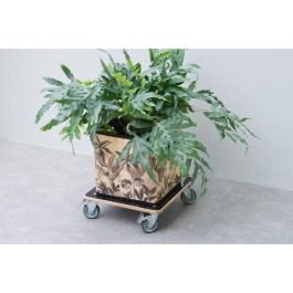 Carrito para plantas Nature Square 38x38 cm madera negra 446407