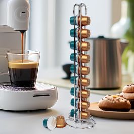 Quttin - Soporte Cromado para 20 Cápsulas de Café - Diseño Elegante y Funcional para Cocina y Oficina (12 Unidades)