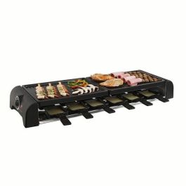 Livoo DOC185 Raclette para 12 Personas, 1800W, 75x24cm, Bandeja Antiadherente Extraíble, Negro