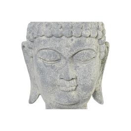 DKD Home Decor Figura Decorativa de Estilo Oriental Cabeza de Buda de Resina Gris Claro 20 x 35 x 22 cm Pack de 4 Unidades
