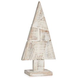 Figura Decorativa Árbol de Navidad Blanco Natural Madera 9 x 41,5 x 20 cm (12 Unidades)