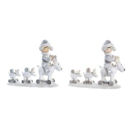 Figura Navidad Moderna DKD Home Decor Azul Gris 7.5 x 13.5 x 17 cm (2 Unidades) Precio: 19.49999942. SKU: B1EJ6P65VF