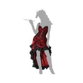 Disfraz Cabaret Charleston Años 20 para Mujer Adulto Rojo XXL. Vestido de Poliéster con detalles y falda asimétrica.