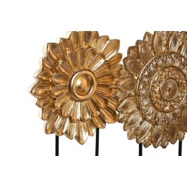 DKD Home Decor Elemento Decorativo Moderno Circular Dorado Negro de Resina y Metal, 34x25x8cm (2 Unidades)