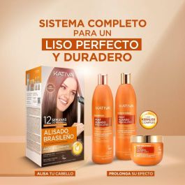 Kativa Profesional Post Alisado Brasileño - Lote 3 pz con Champú, Acondicionador - Keratina y Ácido Hialurónico Anti-Frizz