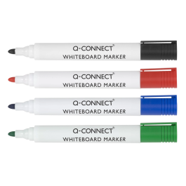 Q-connect Rotulador para Pizarra Blanca Caja 4 Colores Surtidos Punta Redonda 3 mm