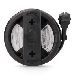 Edm Enrollacables 4 Tomas Schuko con Protección, Cable H05VV-F 3G1,5mm² 5m, 16A 250V, Negro, Montaje en Pared