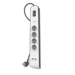 Belkin Regleta De Proteccion Contra Sobretensiones Con 4 Tomas + 2 Puertos Usb Botón De Apagado Y Encendido 2 Metros Blanco-Gris Precio: 25.4999998. SKU: S0441352